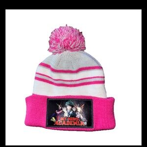 Pink and White Kids Beanie